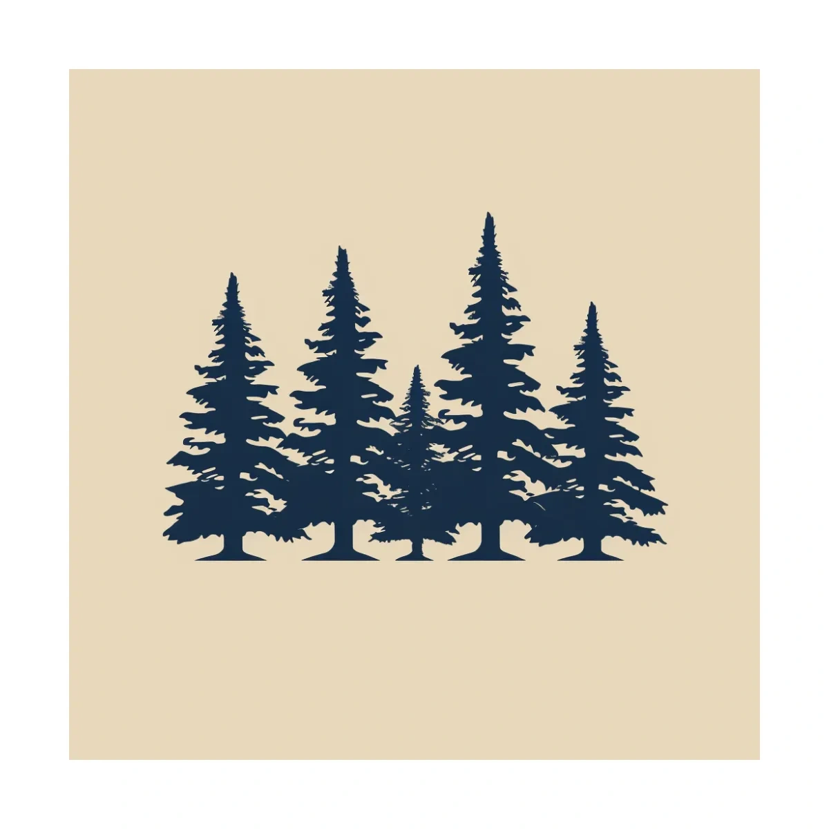 Minimalist Evergreen Pine Tree Silhouettes - Scandinavian Forest Wall Art