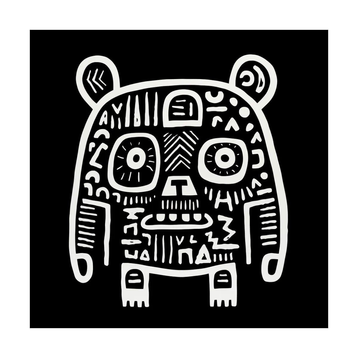 Bear artwork, quirky doodle style illustration