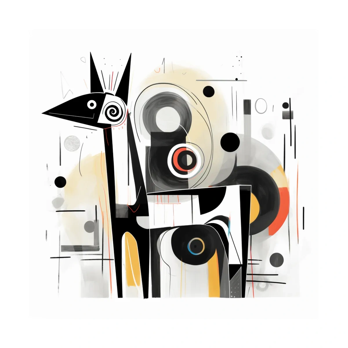 Abstract mid-century style painting of a geometric deer