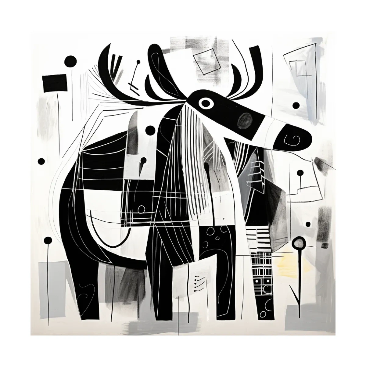 Abstract mid-century style painting of a moose