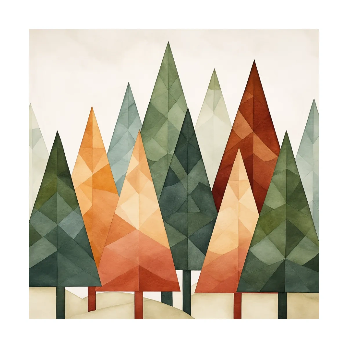 Rustic Watercolor Pine Forest - Scandinavian Nature Wall Art