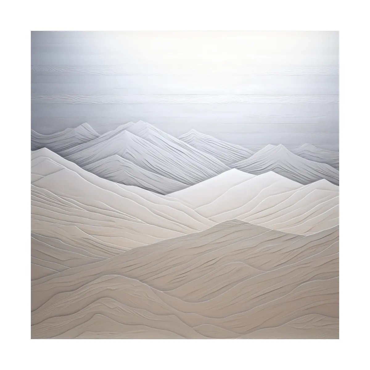 Minimalist Layered Mountain Relief Landscape - Monochrome Artwork