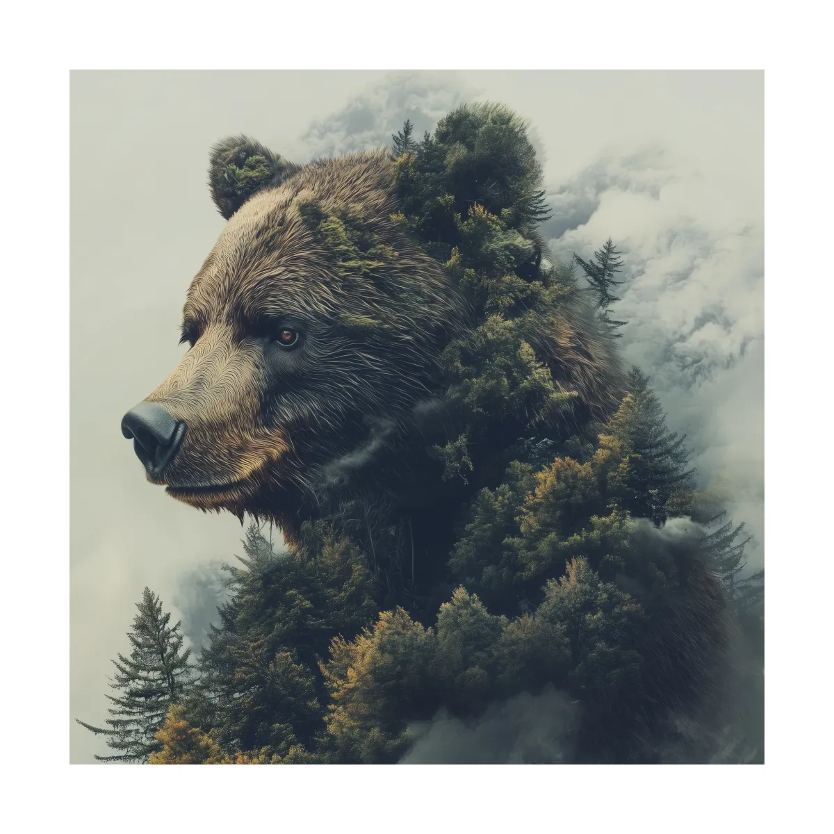 Surreal Grizzly Bear Forest - Wildlife Nature Wall Art
