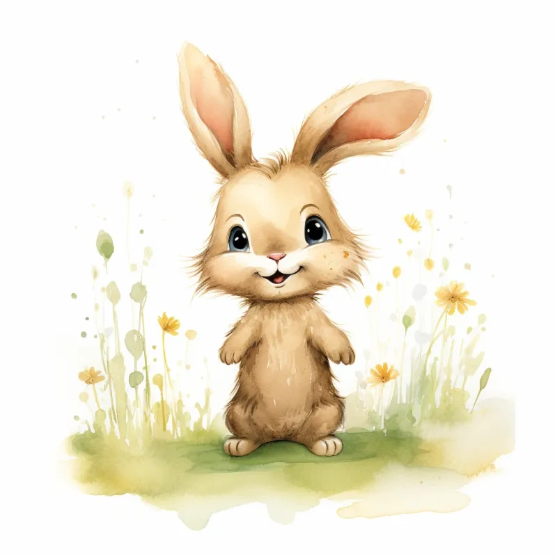 水彩壁絵watercolor“The Chilling Bunny Bunny” 水彩壁絵watercolor“The Chilling Bunny Bunny” 絵画