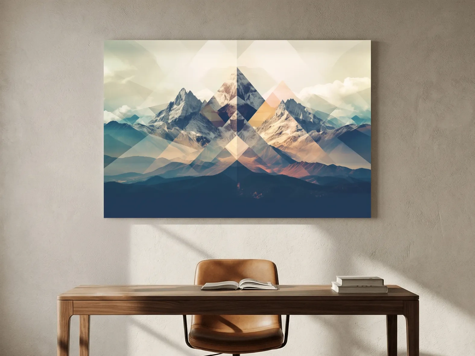 Geometric Abstract Alpine Mountain Peaks - Modern Polygon Landscape Wall Art