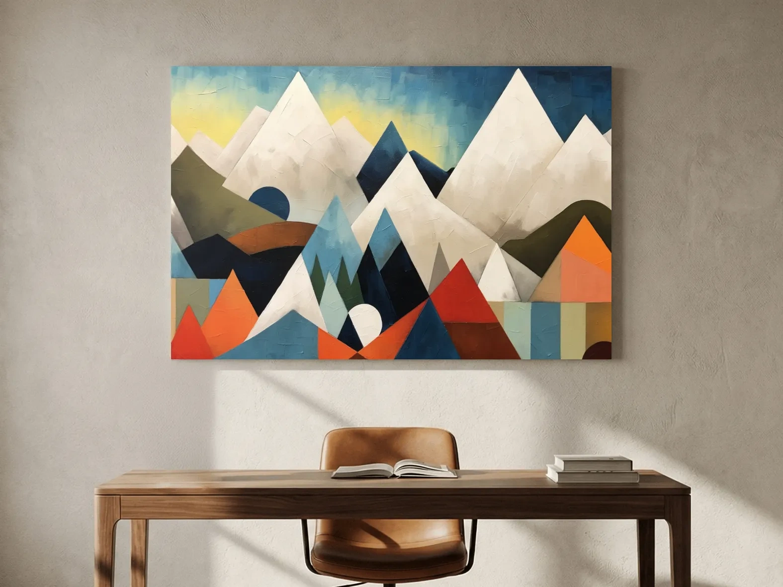 Abstract Suprematism Mountain Peaks Painting - Colorful Modern Wall Art