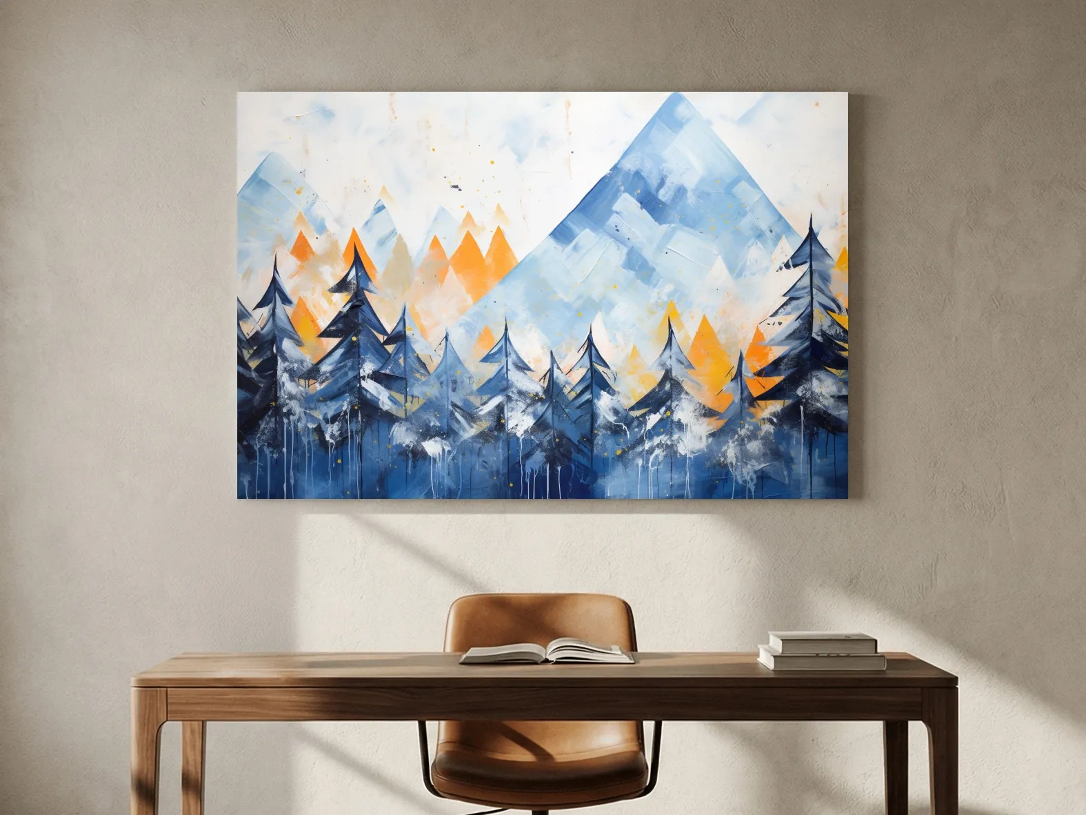Abstract Alpine Mountain Peaks - Watercolor Forest Wall Art