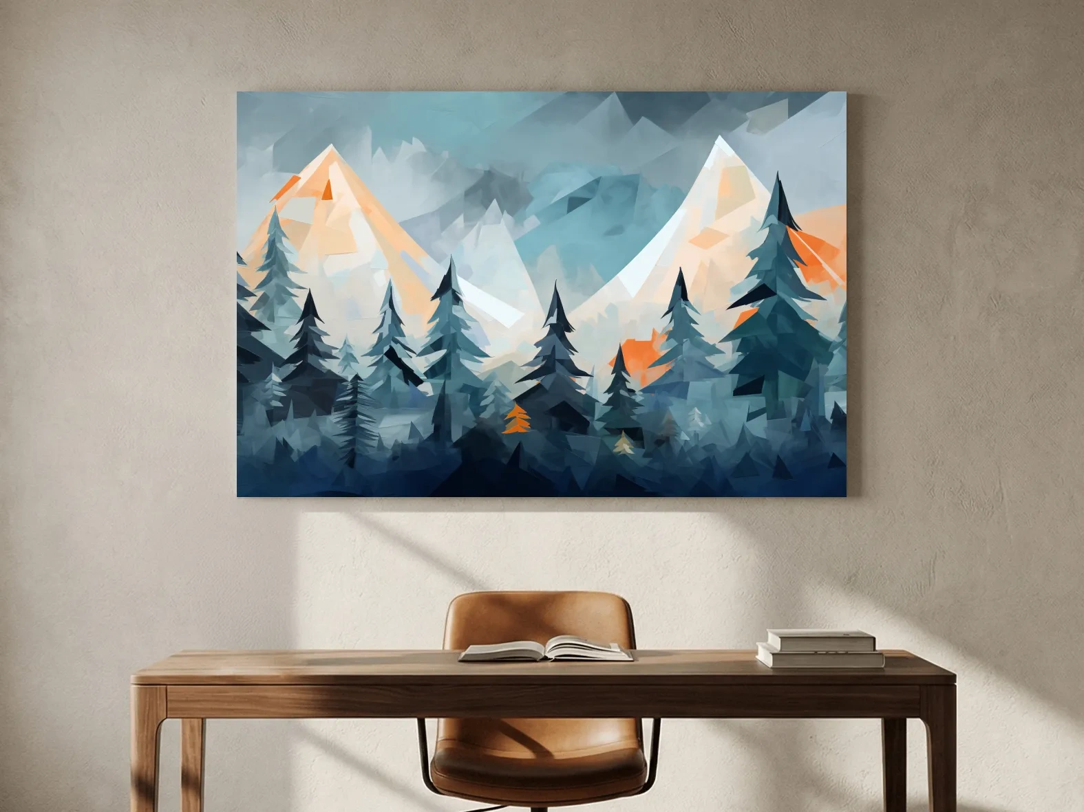 Geometric Alpine Peaks And Pine Forest - Abstract Mountain Landscape Wall Art