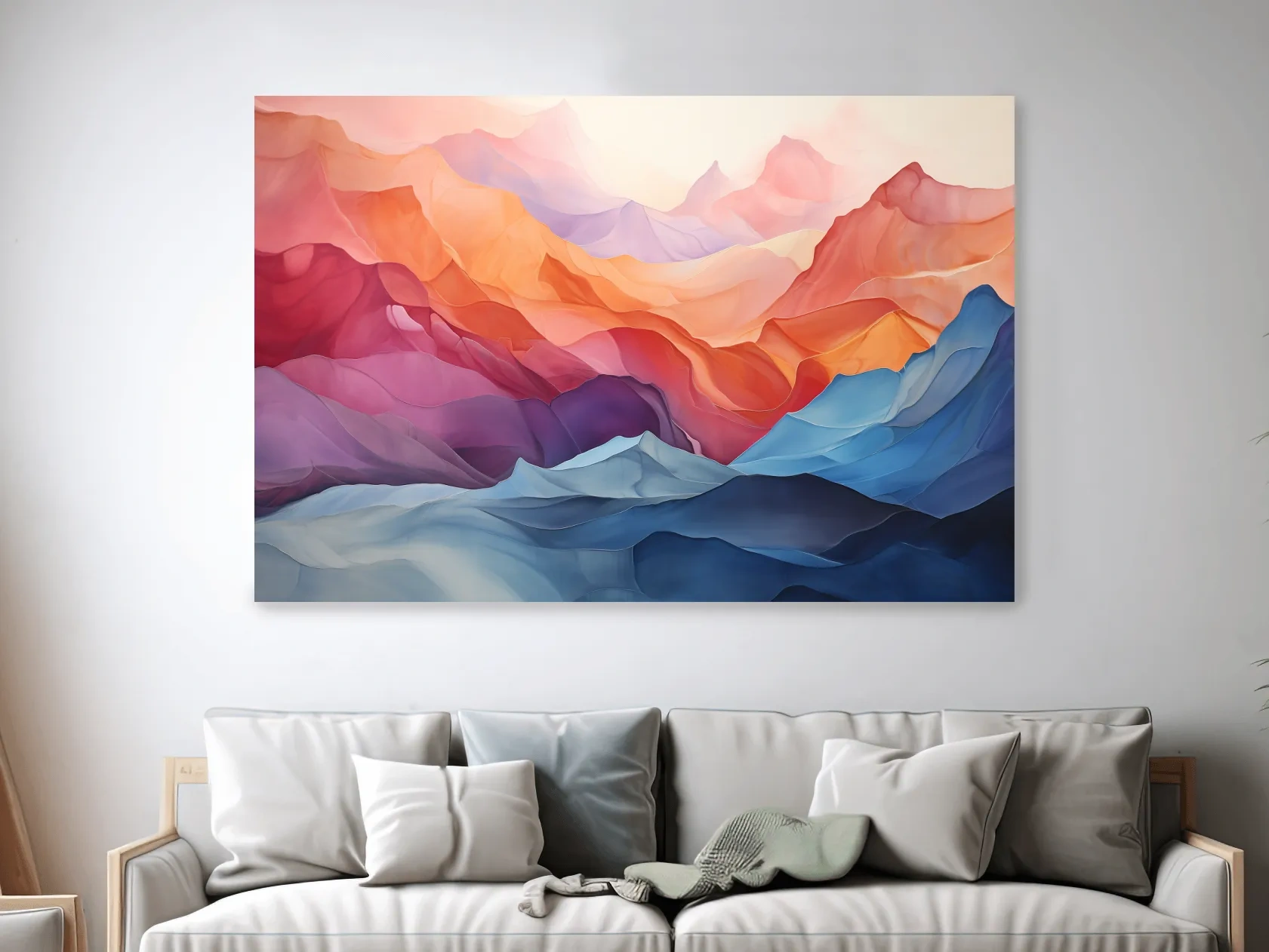 Vibrant Abstract Layered Mountain Landscape - Modern Colorful Alpine Wall Art