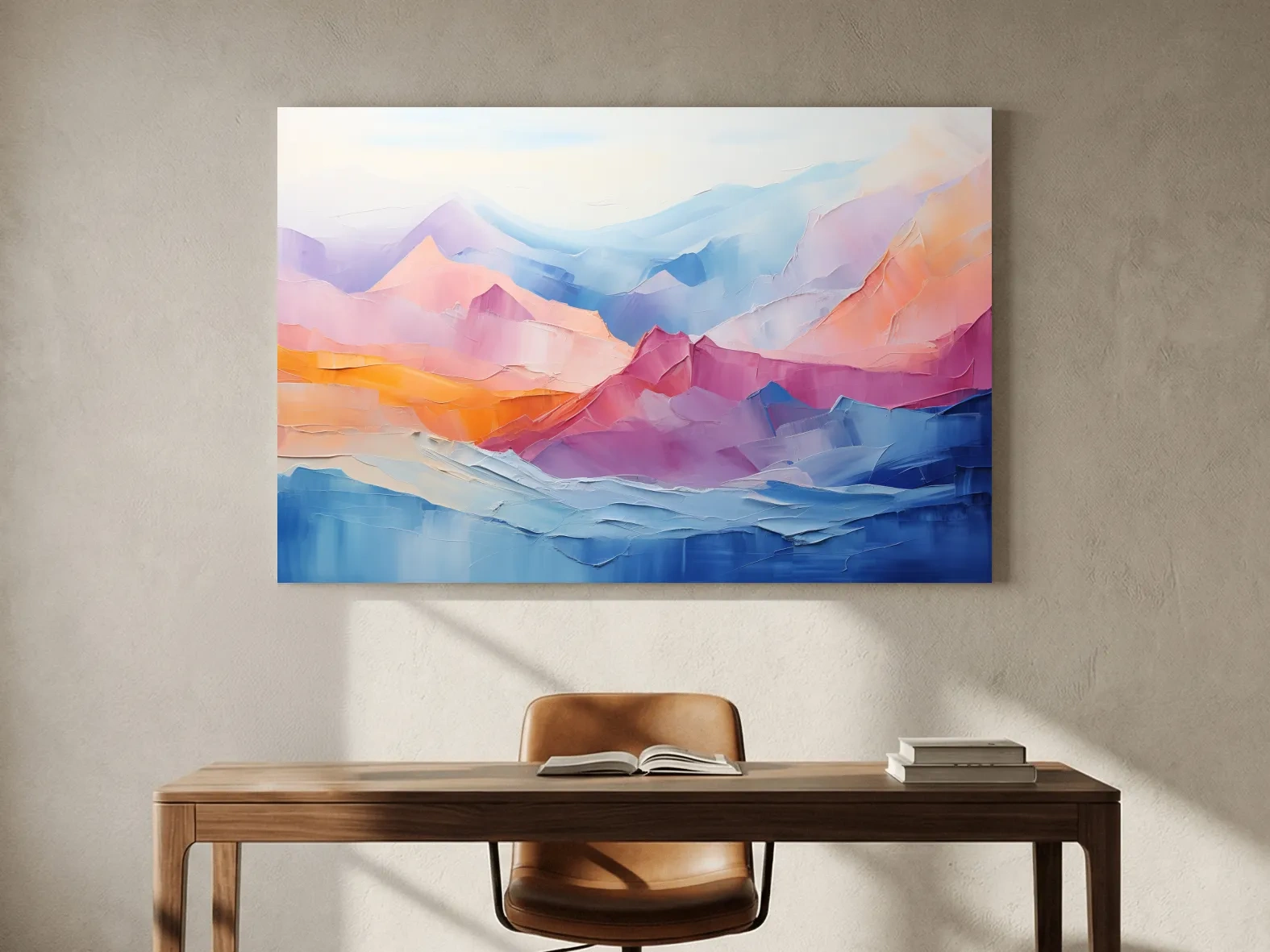 Vibrant Pastel Abstract Mountain Landscape - Colorful Mountain Wall Art