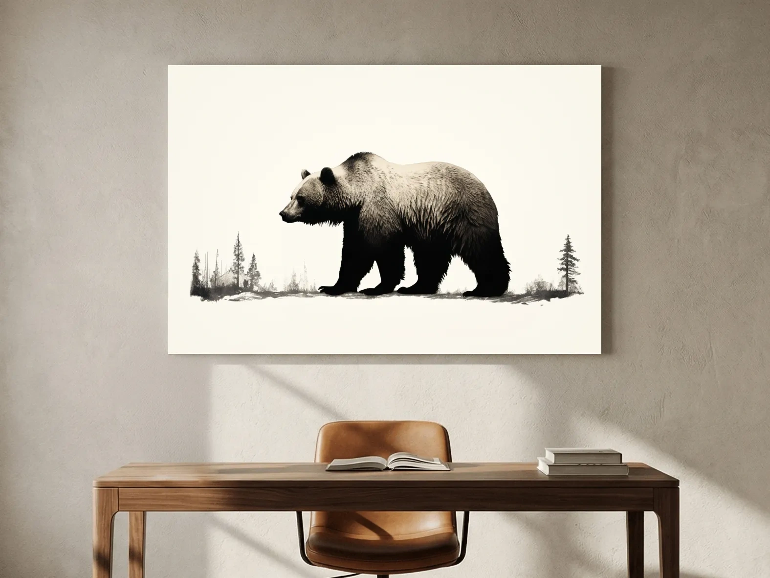 Minimalist Grizzly Bear Silhouette - Black And White Wildlife Wall Art