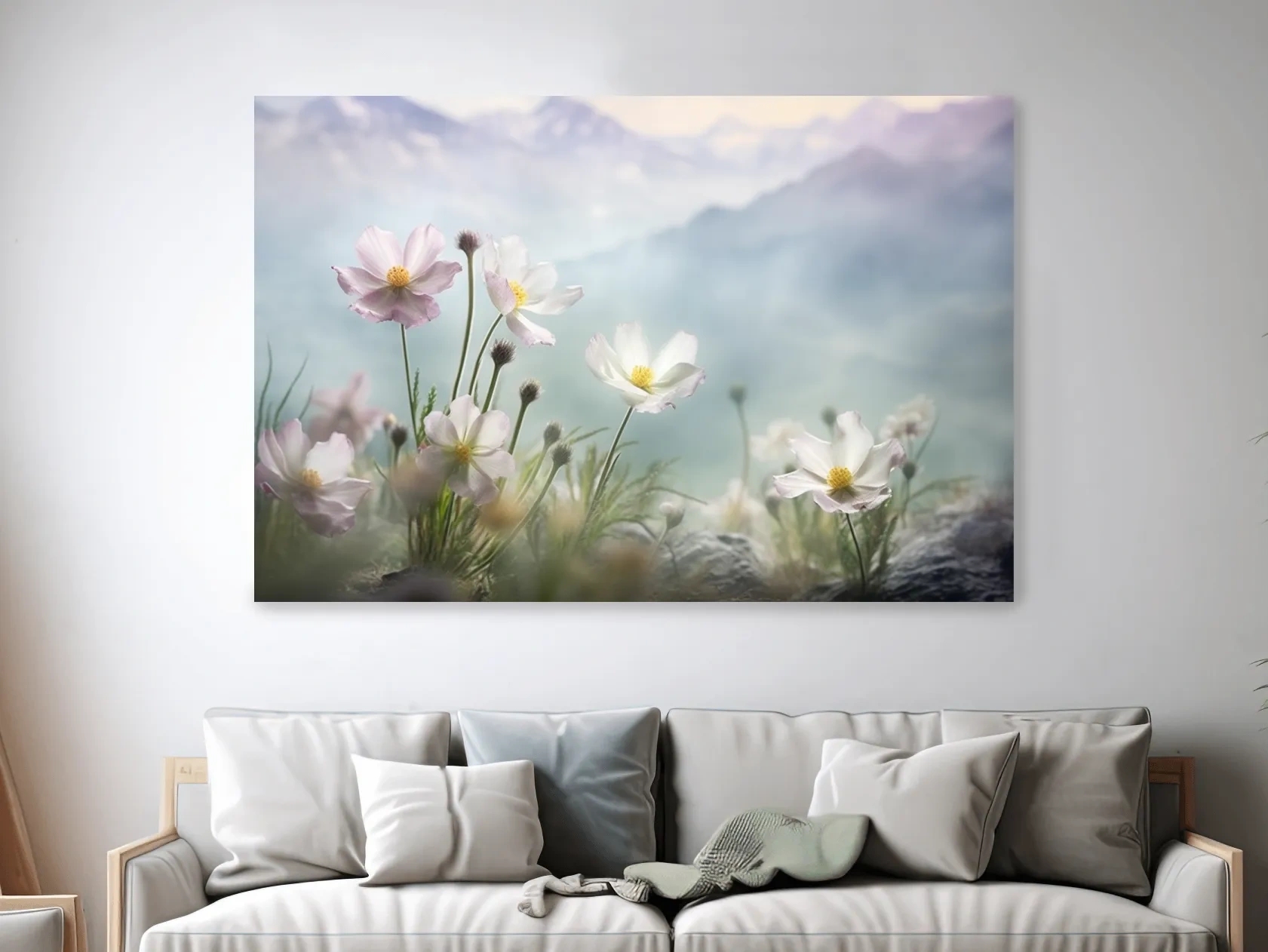 Photographic art of alpine wildflowers in the meadows, floral artwork