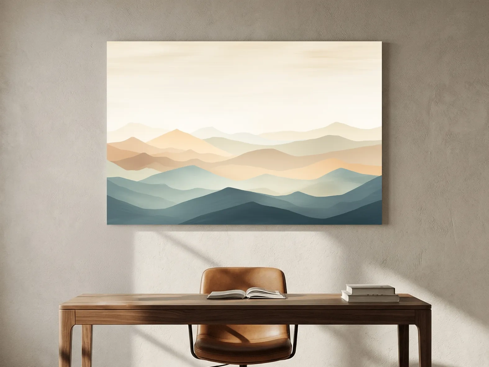 Minimalist Pastel Layered Mountain Landscape - Serene Abstract Nature Wall Art