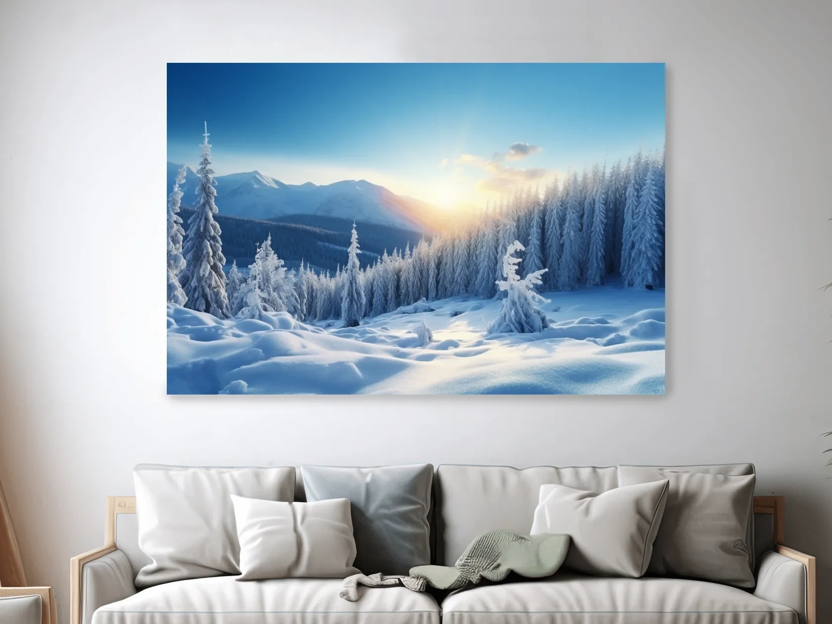 Snowy Alpine Forest Sunrise - Winter Nature Photographic Wall Art