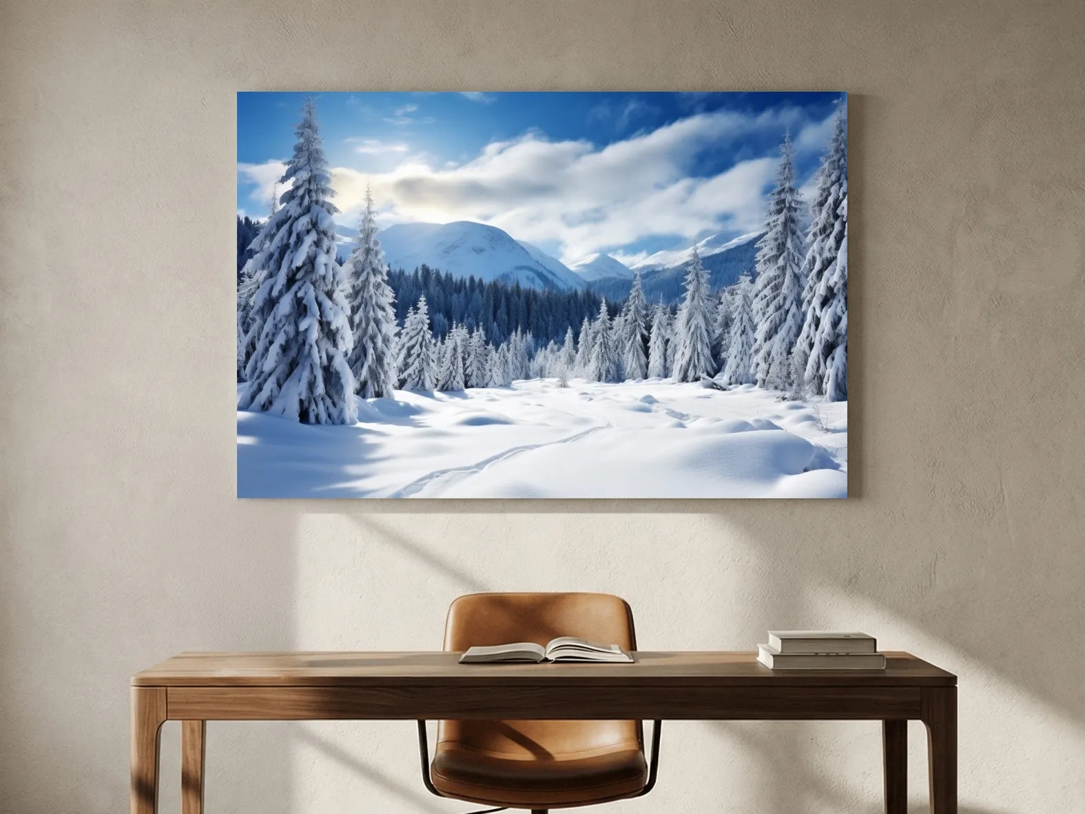 Snowy Alpine Mountain Forest Landscape - Winter Wilderness Photographic Wall Art