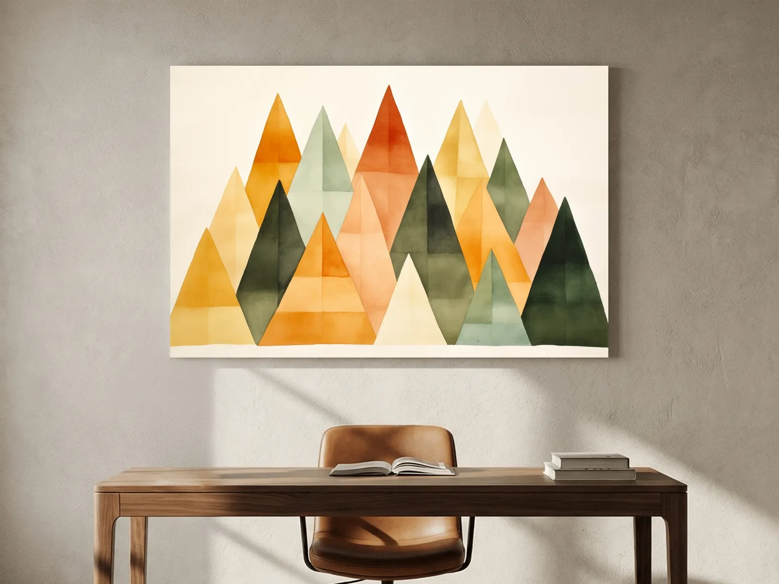 Geometric Watercolor Mountains - Modern Scandi Minimalist Wall Art