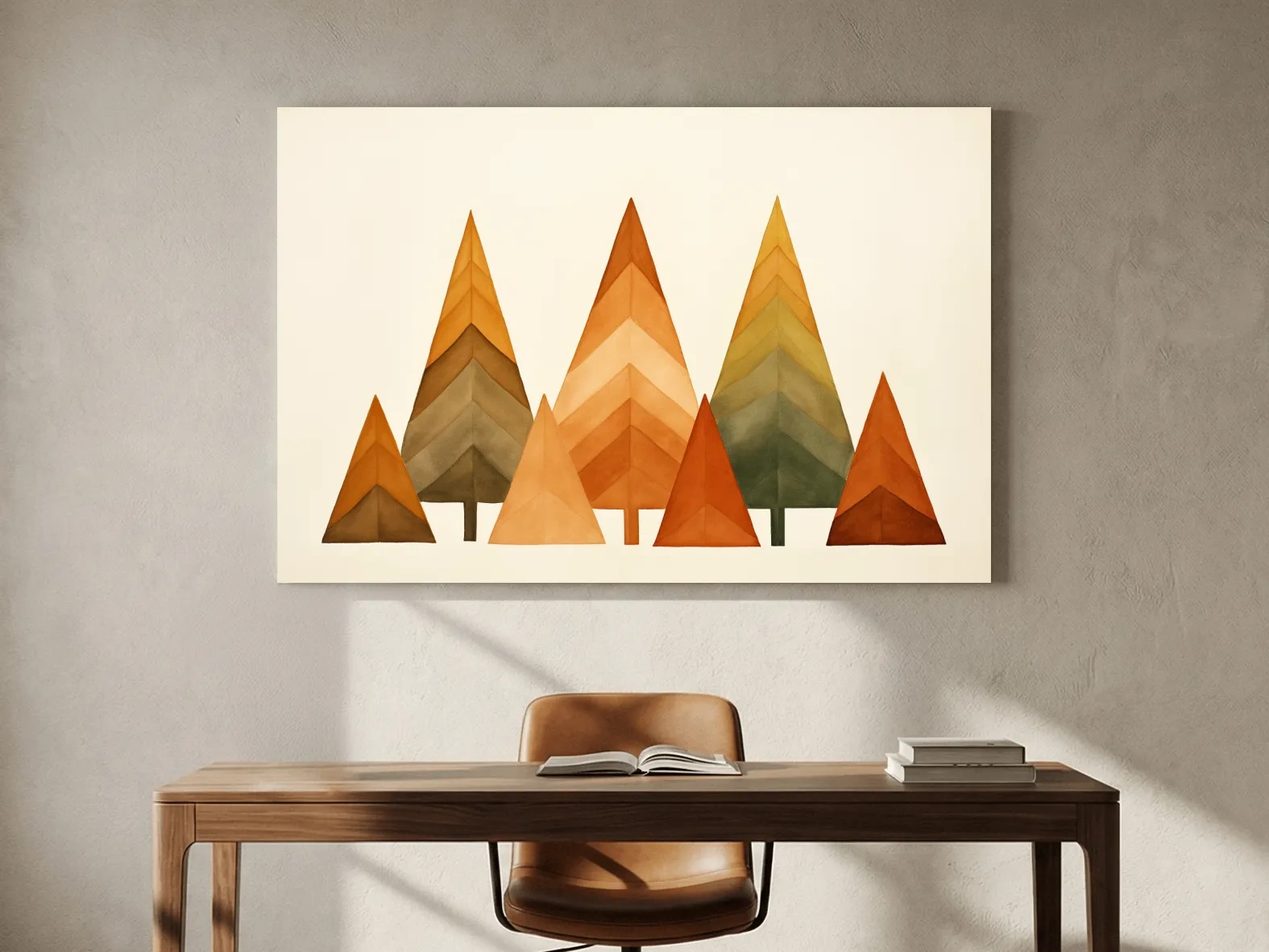 Minimalist Watercolor Pine Tree Forest - Scandinavian Geometric Nature Wall Art