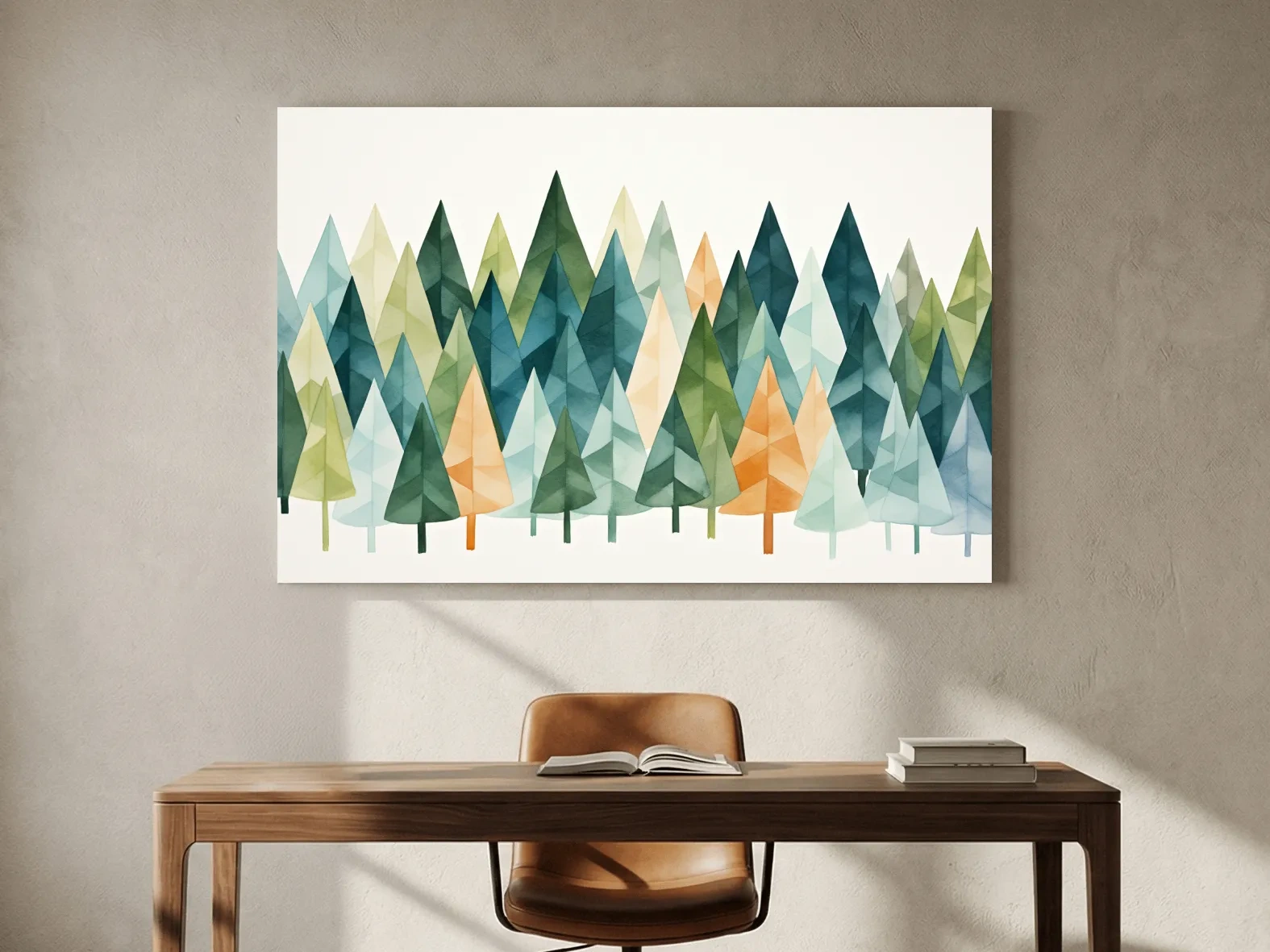 Watercolor Pine Forest Landscape - Modern Scandinavian Wall Art