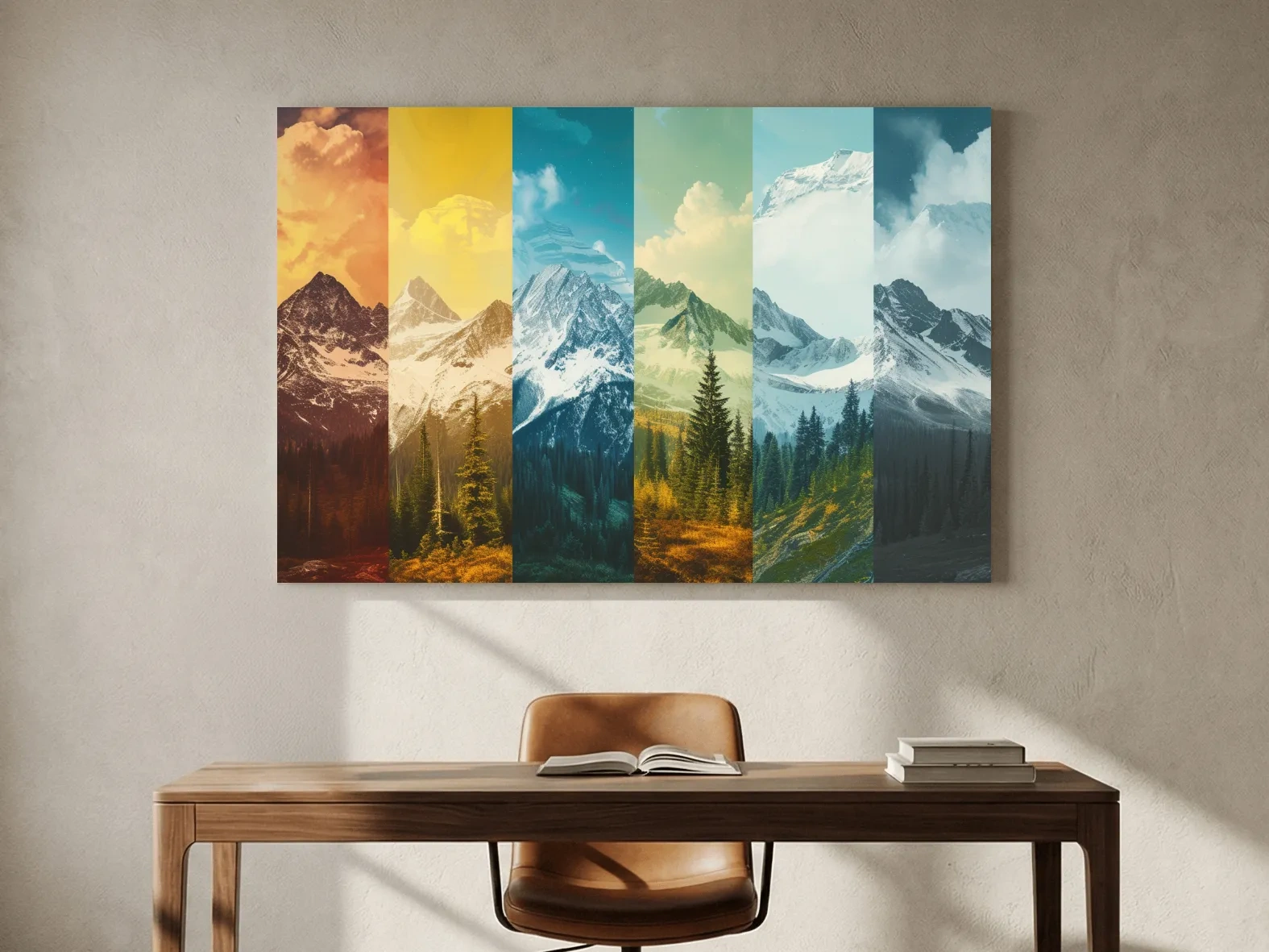 Colorful Mountain Peaks Collage - Modern Alpine Glacier Wall Art