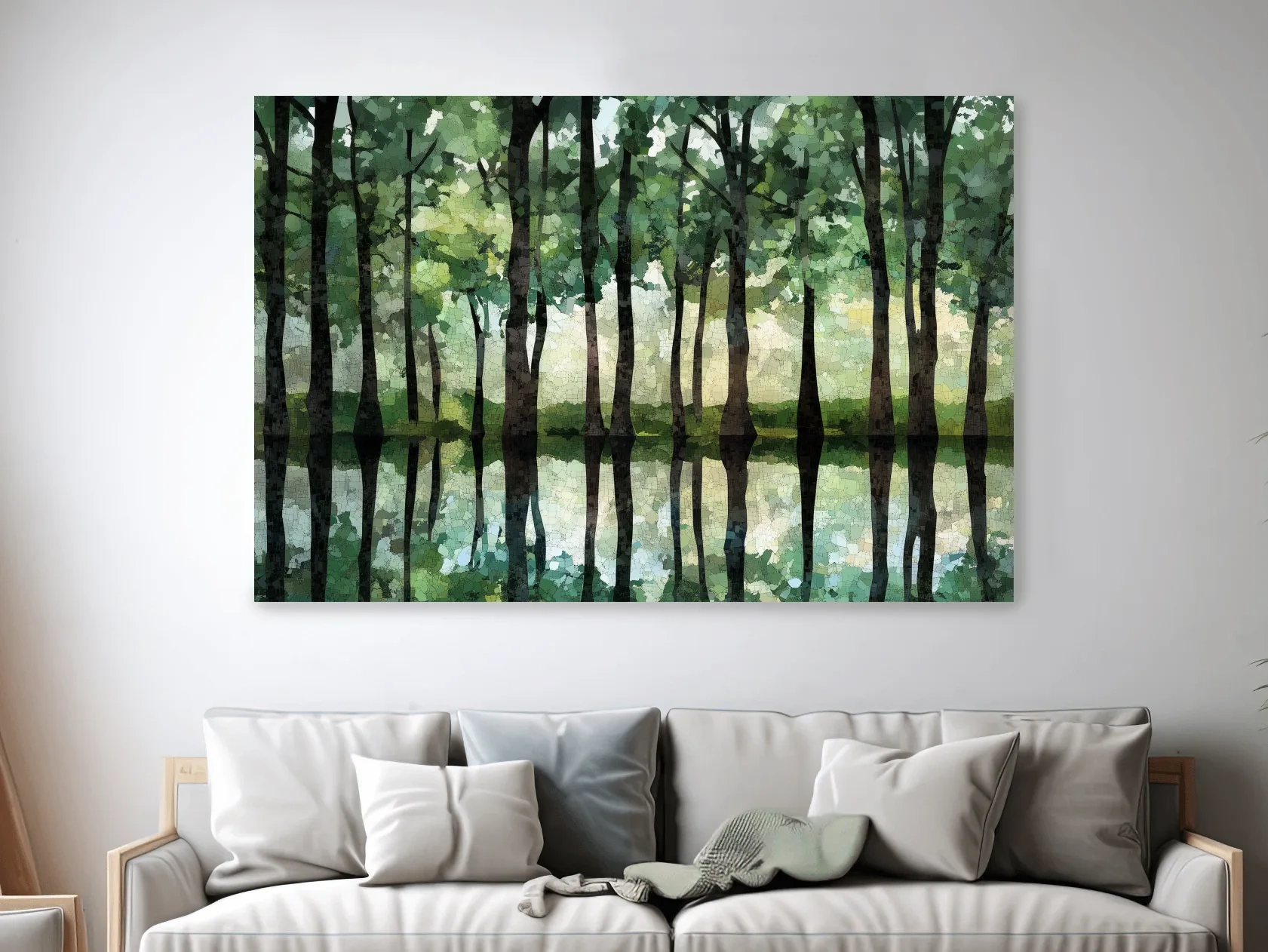 Forest of trees pattern artwork, mosaic style painting wall art