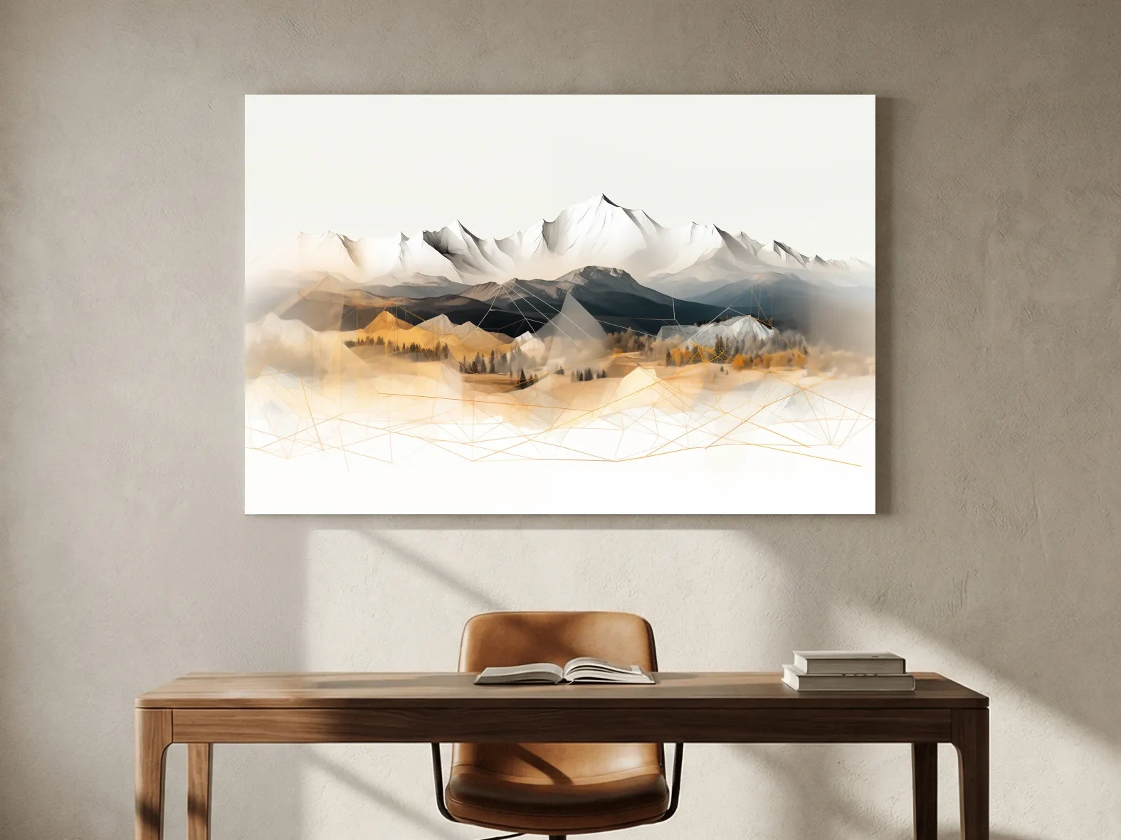 Geometric Mountain Range Forest Landscape - Modern Abstract Wall Art