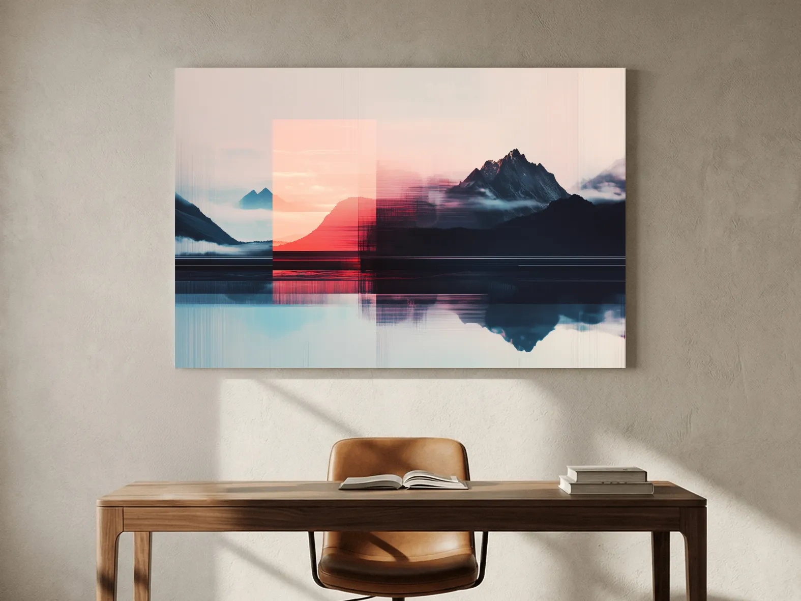 Glitch Art Alpine Mountain Sunset - Abstract Modern Wall Art