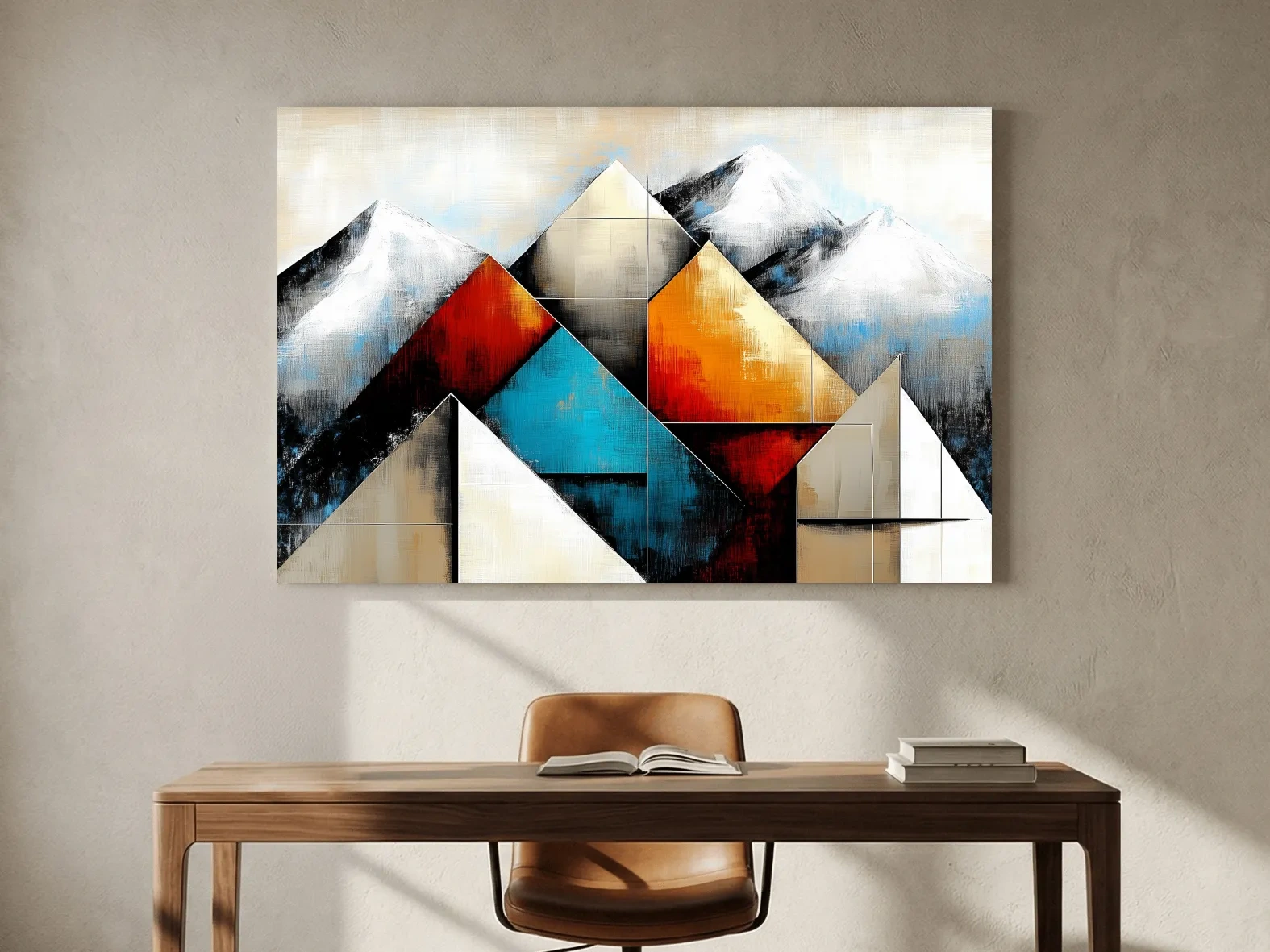 Geometric Abstract Mountain Glacier Painting - Modern Textured Style Wall Art