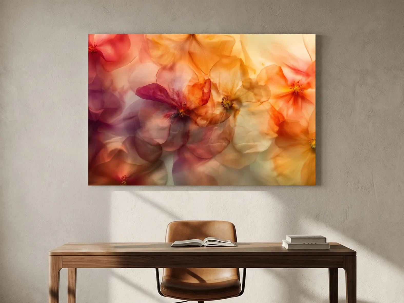 Oshibana style pressed flowers wall art print