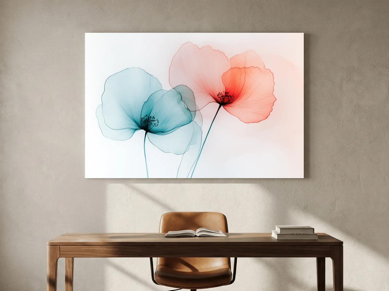 Minimalist Translucent Poppy Flowers Watercolour - Modern Botanical Wall Art