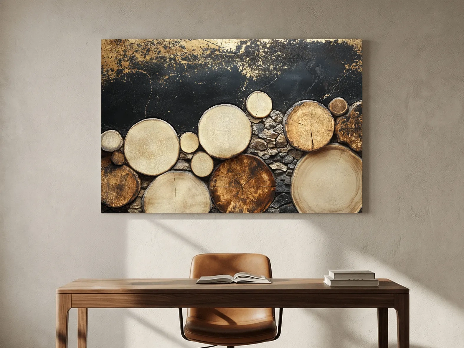 Rustic Wood & Stone Texture - Modern Farmhouse Wall Art