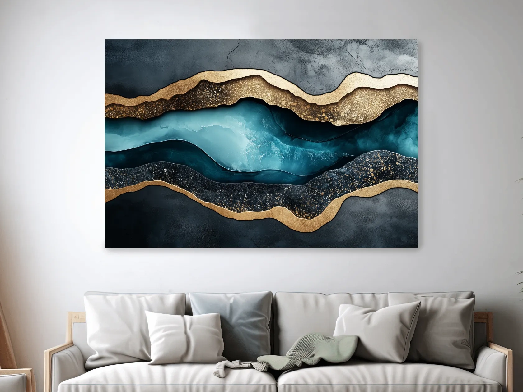 Modern abstract wall art, elegant 3D layered textured artwork representing natural elements