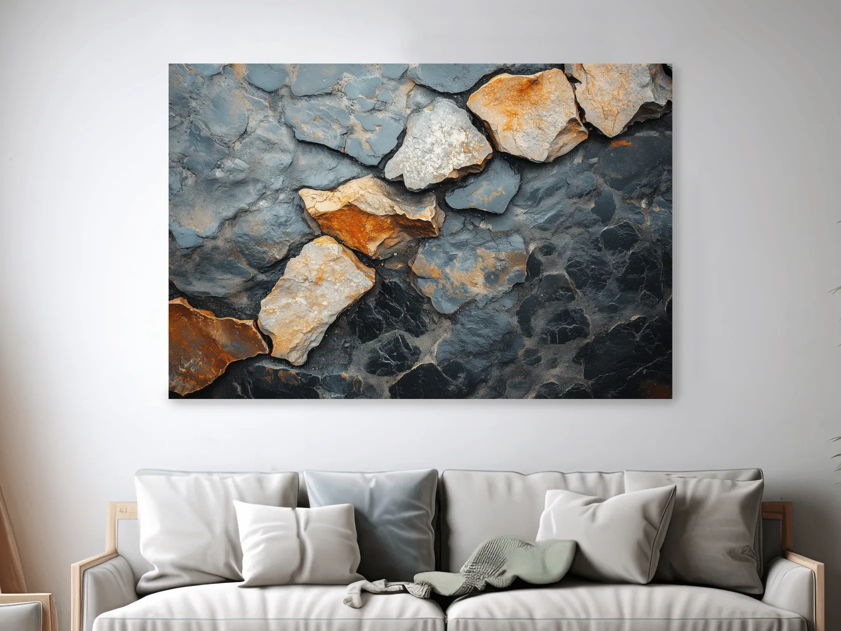 Modern rustic cracked stone and rock face texture artwork, natural elements wall art