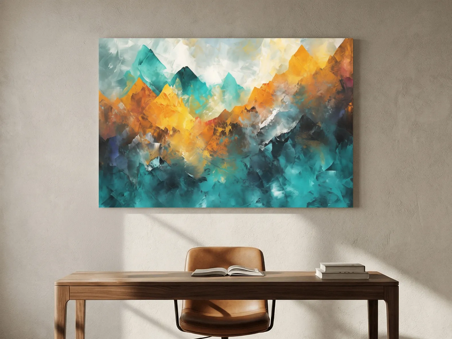 Vibrant  Abstract Mountain Painting - Textured Landscape Wall Art
