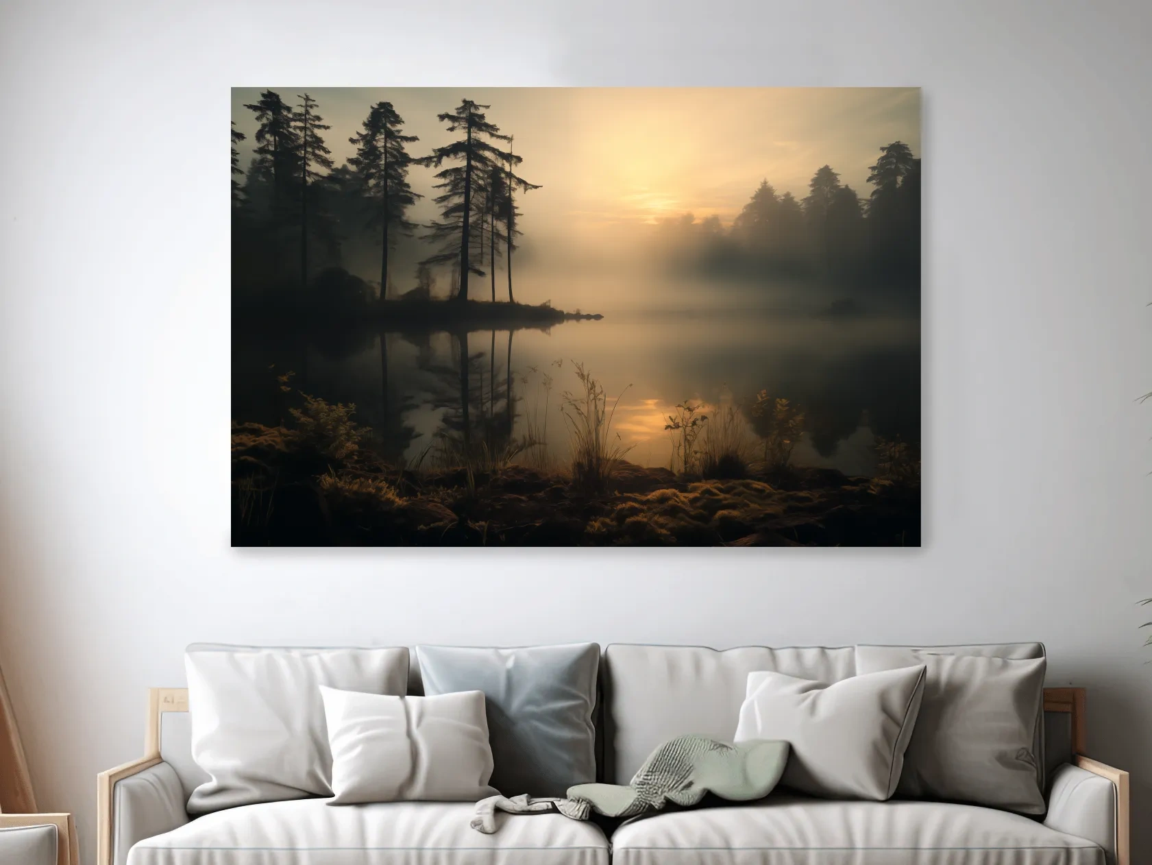 Nature Photography Wall Art - Misty Lake Sunrise & Forest