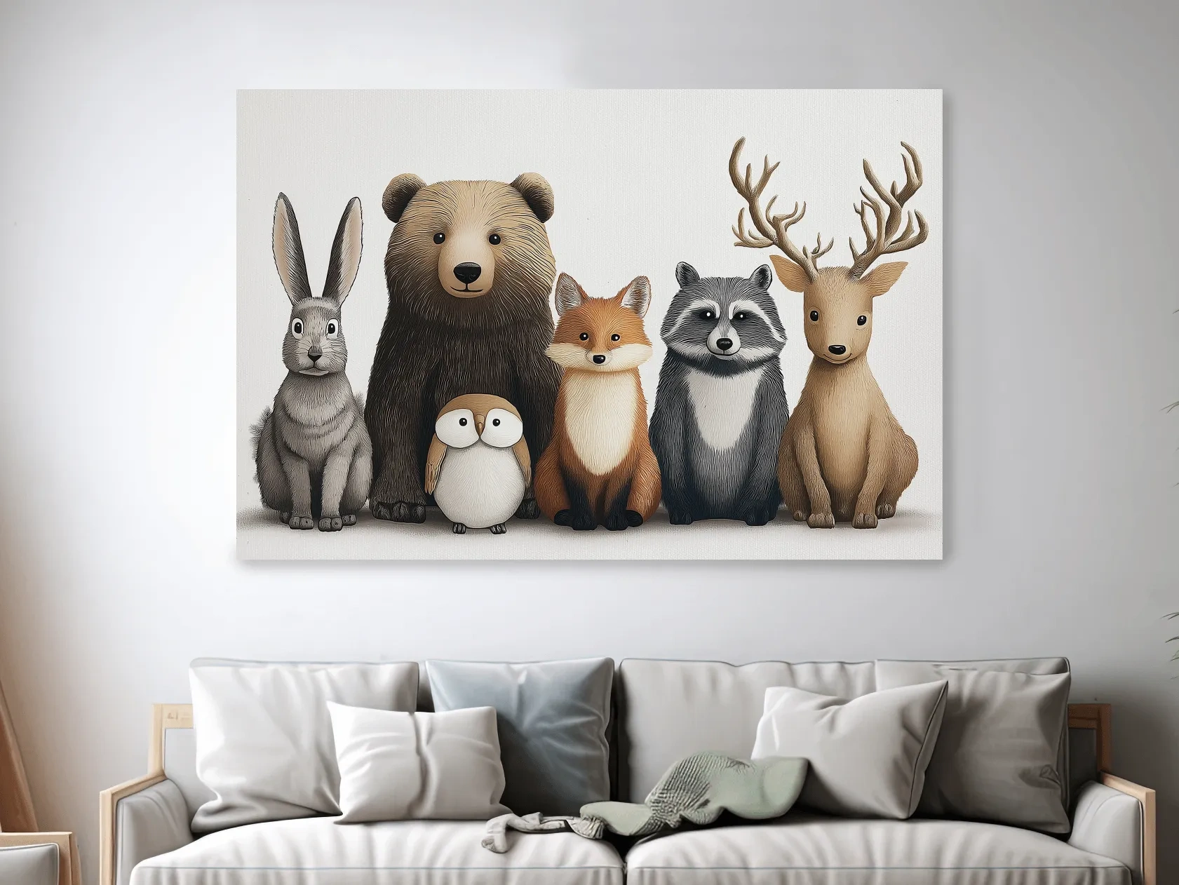 Adorable nursery woodland animals artwork, childrens room decor wall art