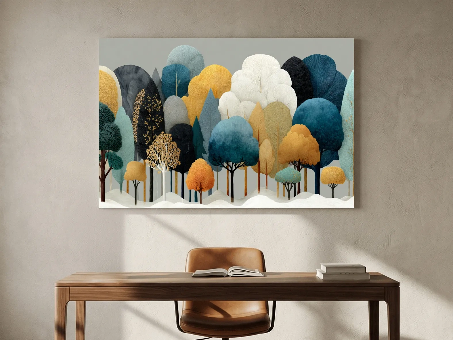 Scandinavian Winter Forest Trees Illustration - Modern Boho Nature Wall Art