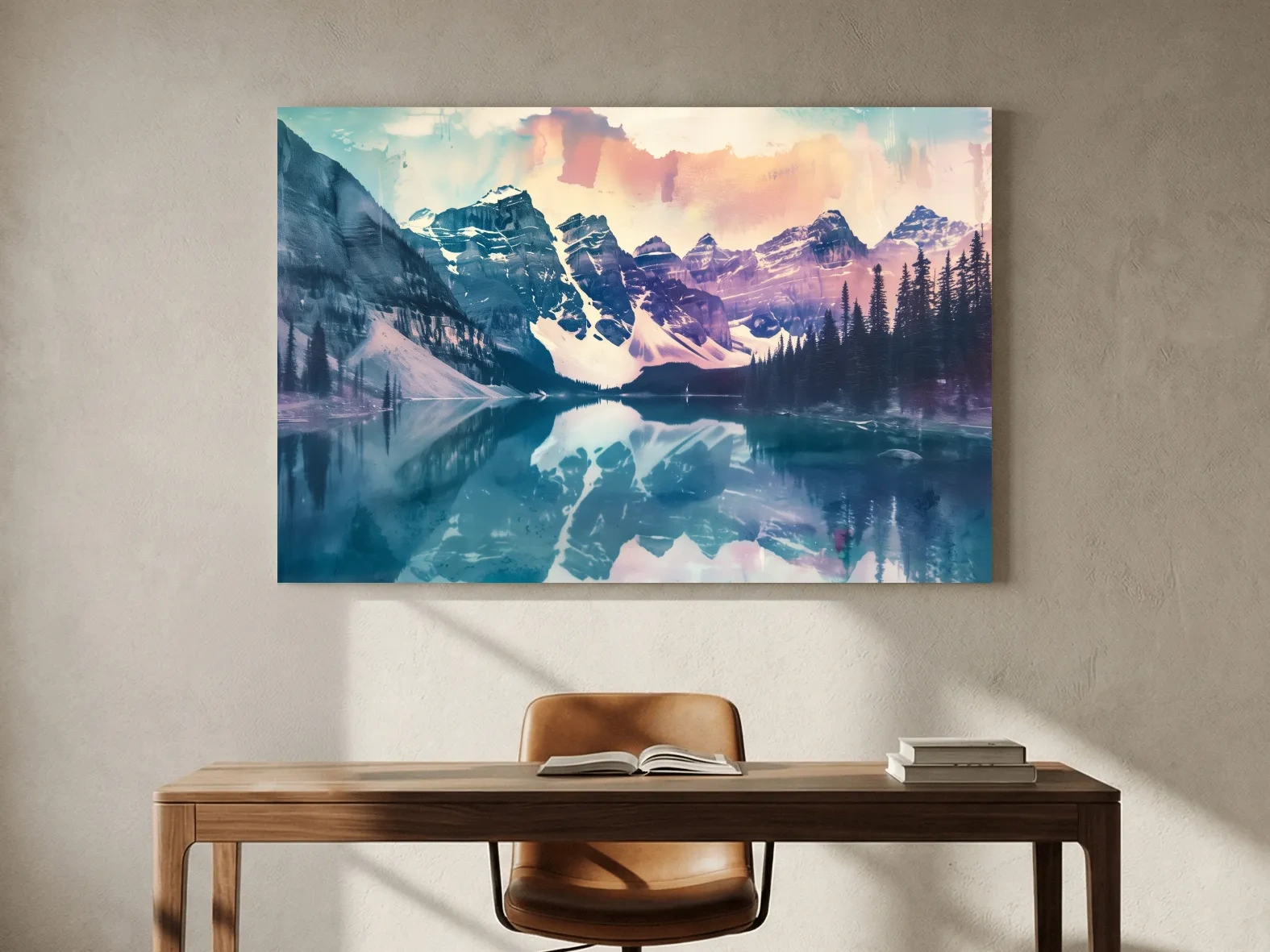 Valley of the Ten Peaks Watercolor Painting - Moraine Lake Banff Wall Art