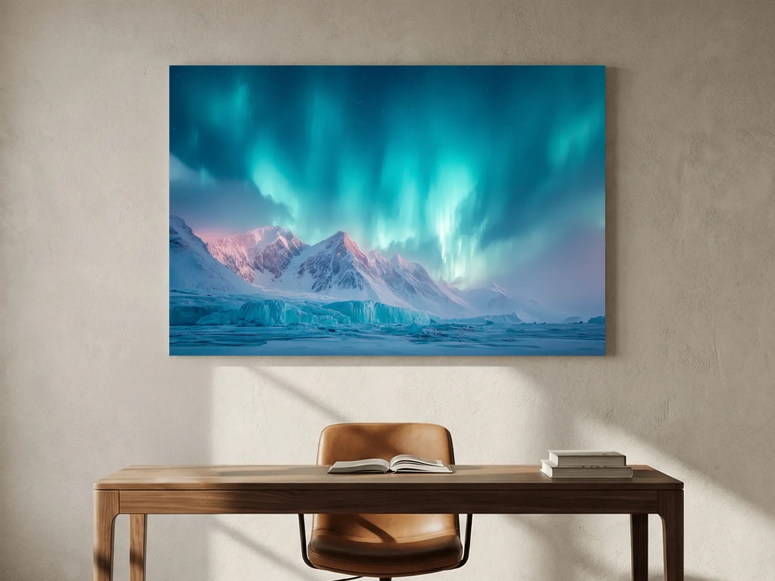 Aurora Borealis Over Icy Arctic Mountains - Northern Lights Wall Art