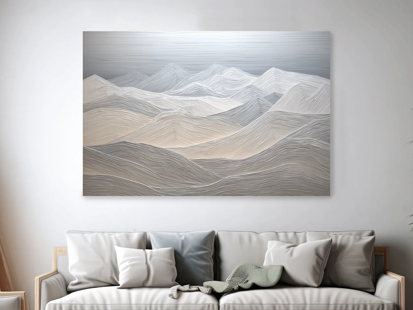 Minimalist Textured Topographic Mountain Ridges - 3D Painting Effect Wall Art