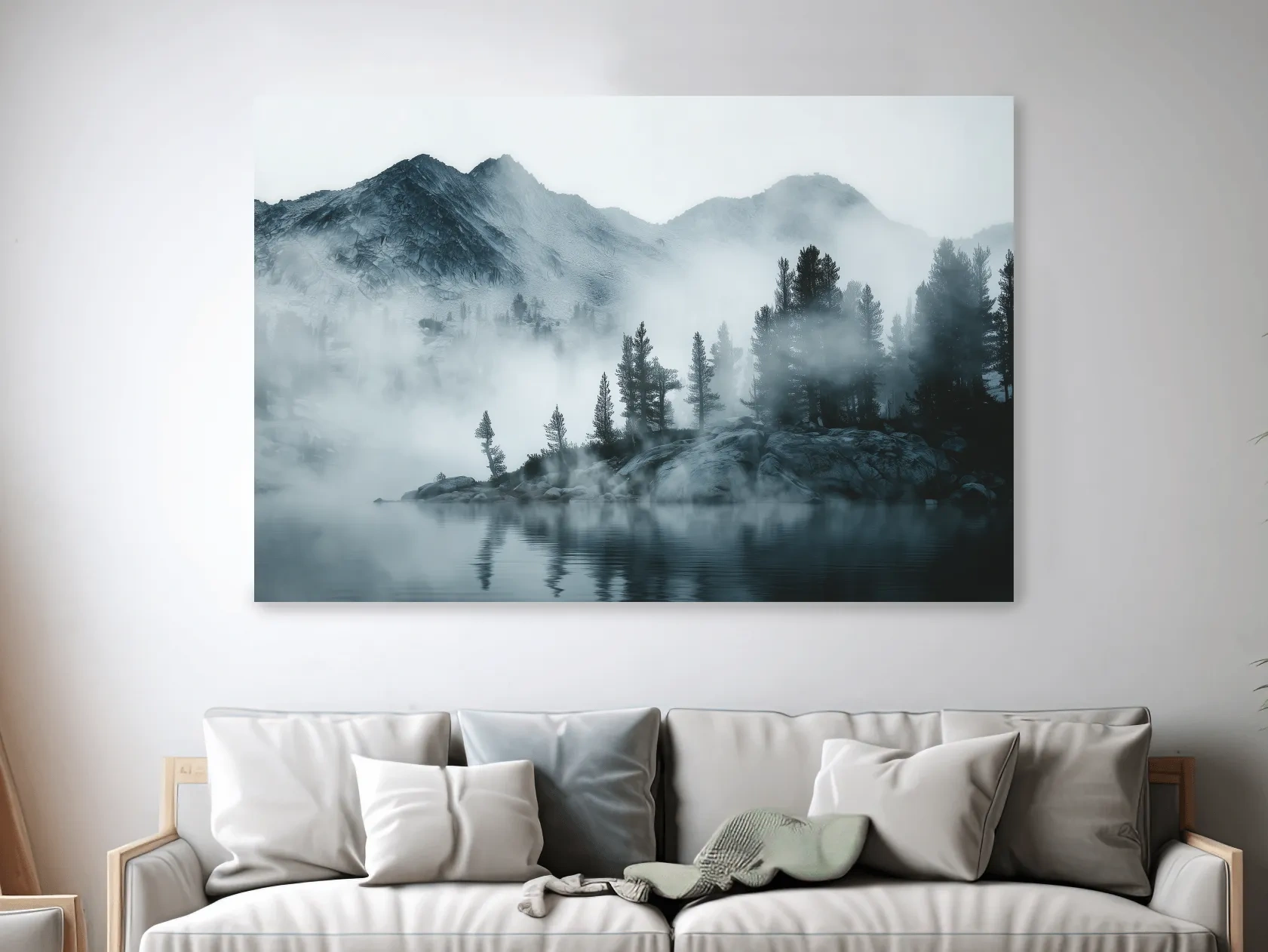 Frosty Alpine Mountain Lake Photography - Black & White Landscape Wall Art