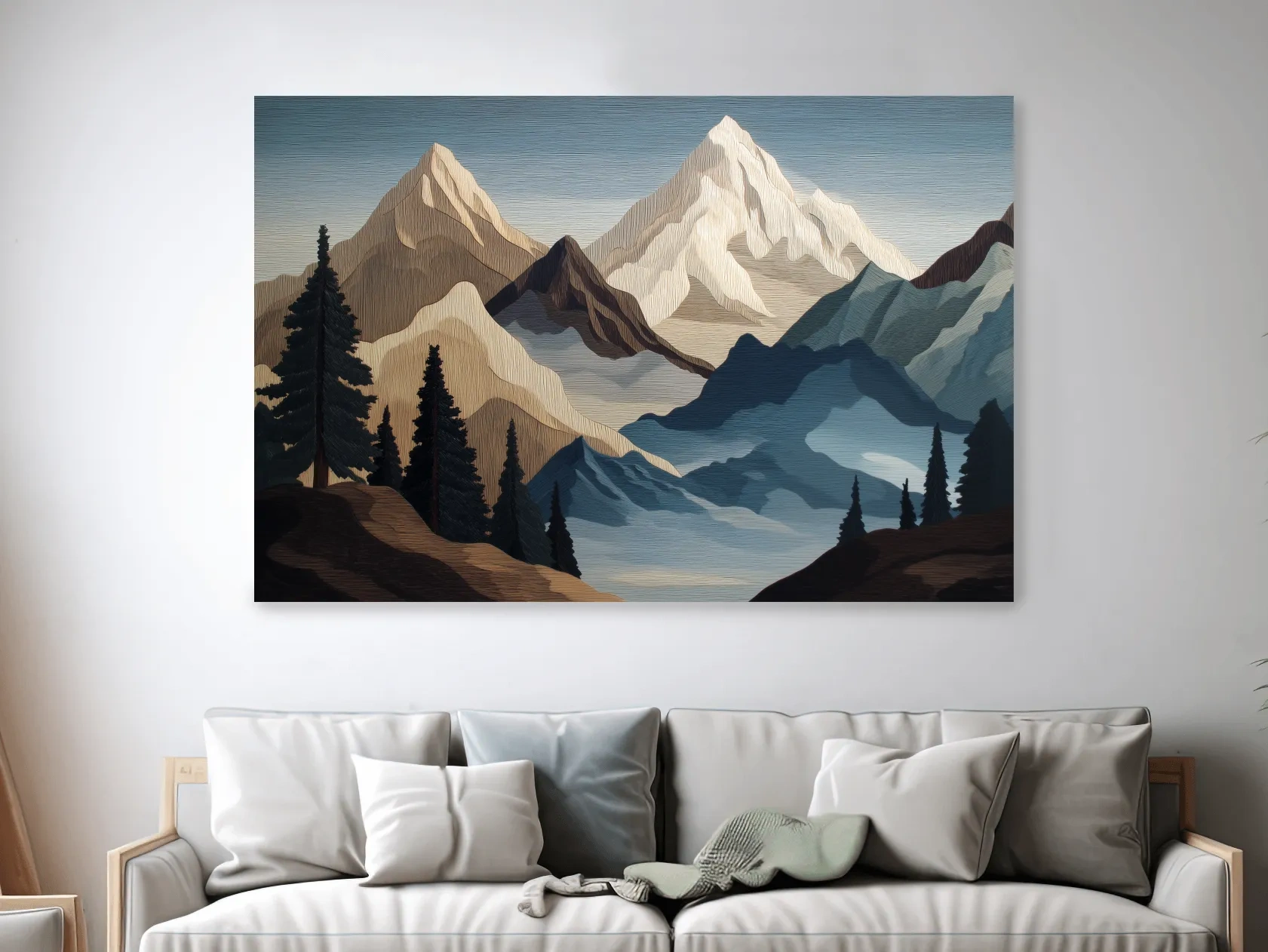 Textured Layered Alpine Mountain Peaks - Alpine Scenic Wall Art