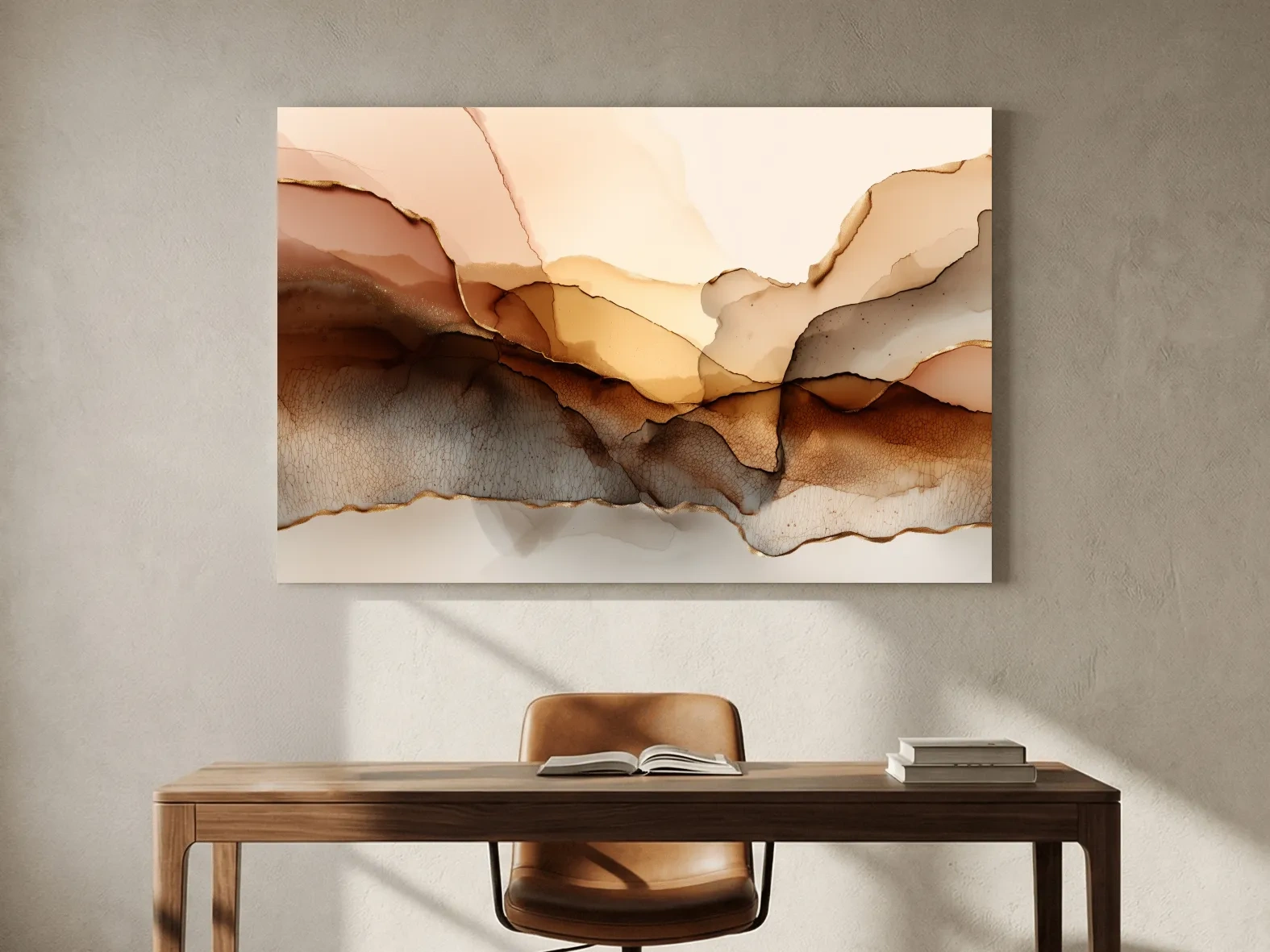 Abstract Alcohol Ink Landscape Painting - Modern Minimalist Wall Art