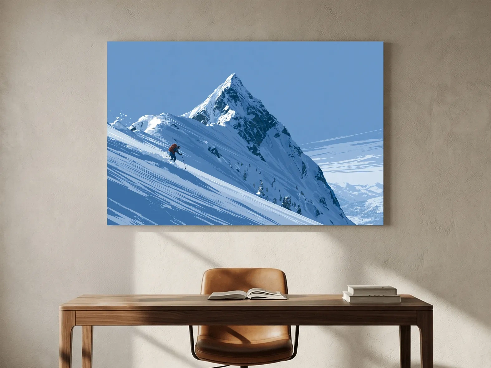 Epic Backcountry Skier On Snowy Peak - Alpine Mountain Winter Wall Art