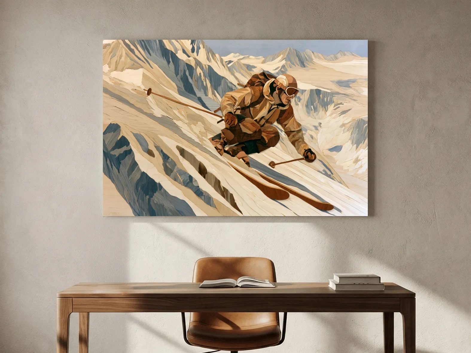 Dynamic Backcountry Skier Alpine Descent - Adventure Winter Sports Wall Art