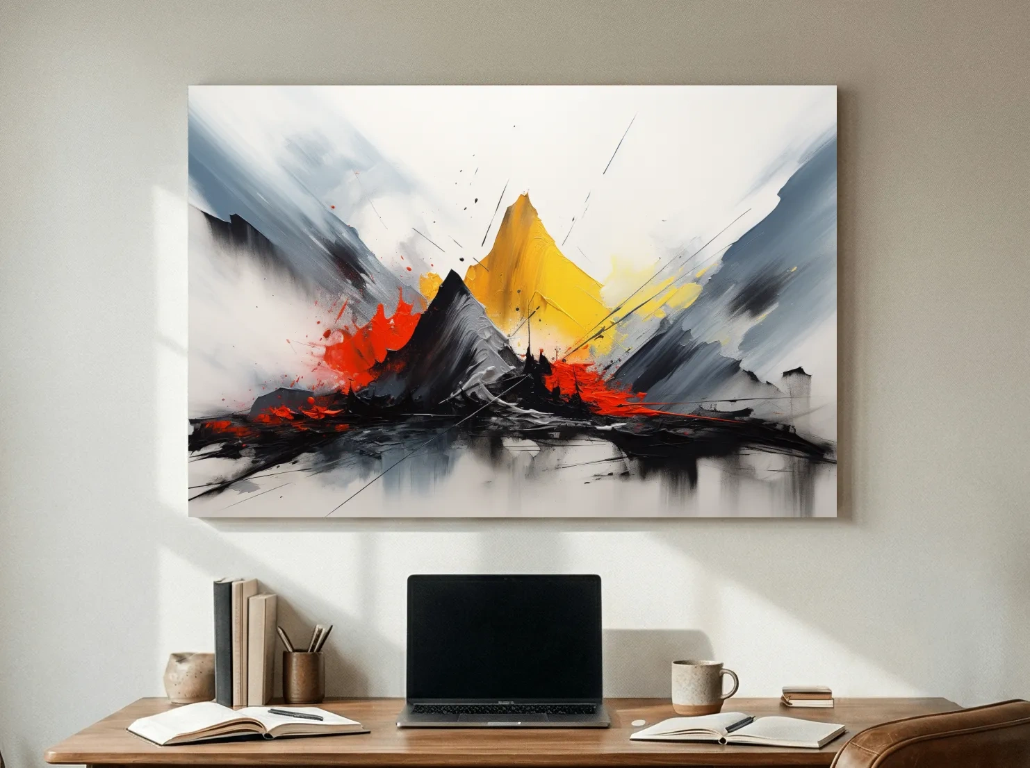 Abstract Mountain Peaks Painting - Modern Impasto Style Wall Art