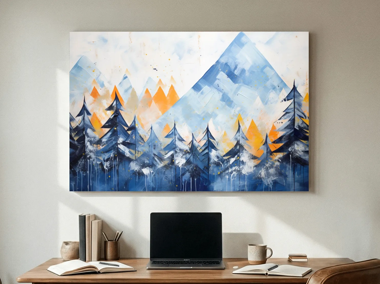 Abstract Alpine Mountain Peaks - Watercolor Forest Wall Art