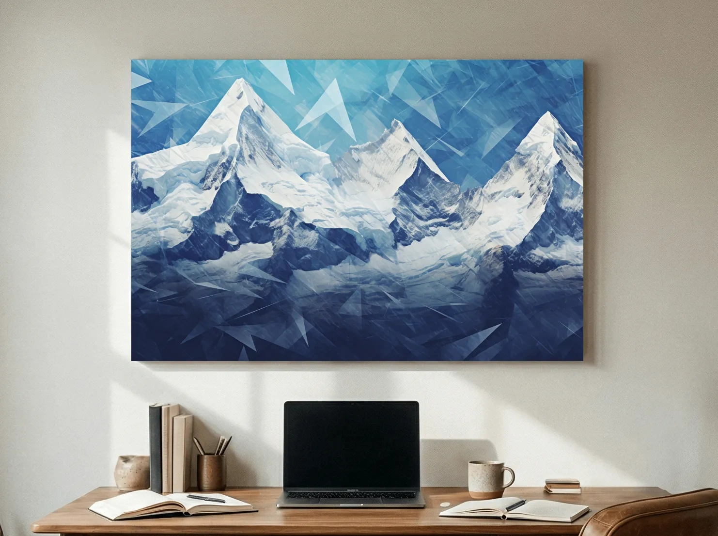Geometric Icy Glacial Alpine Peaks - Abstract Mountain Landscape Wall Art