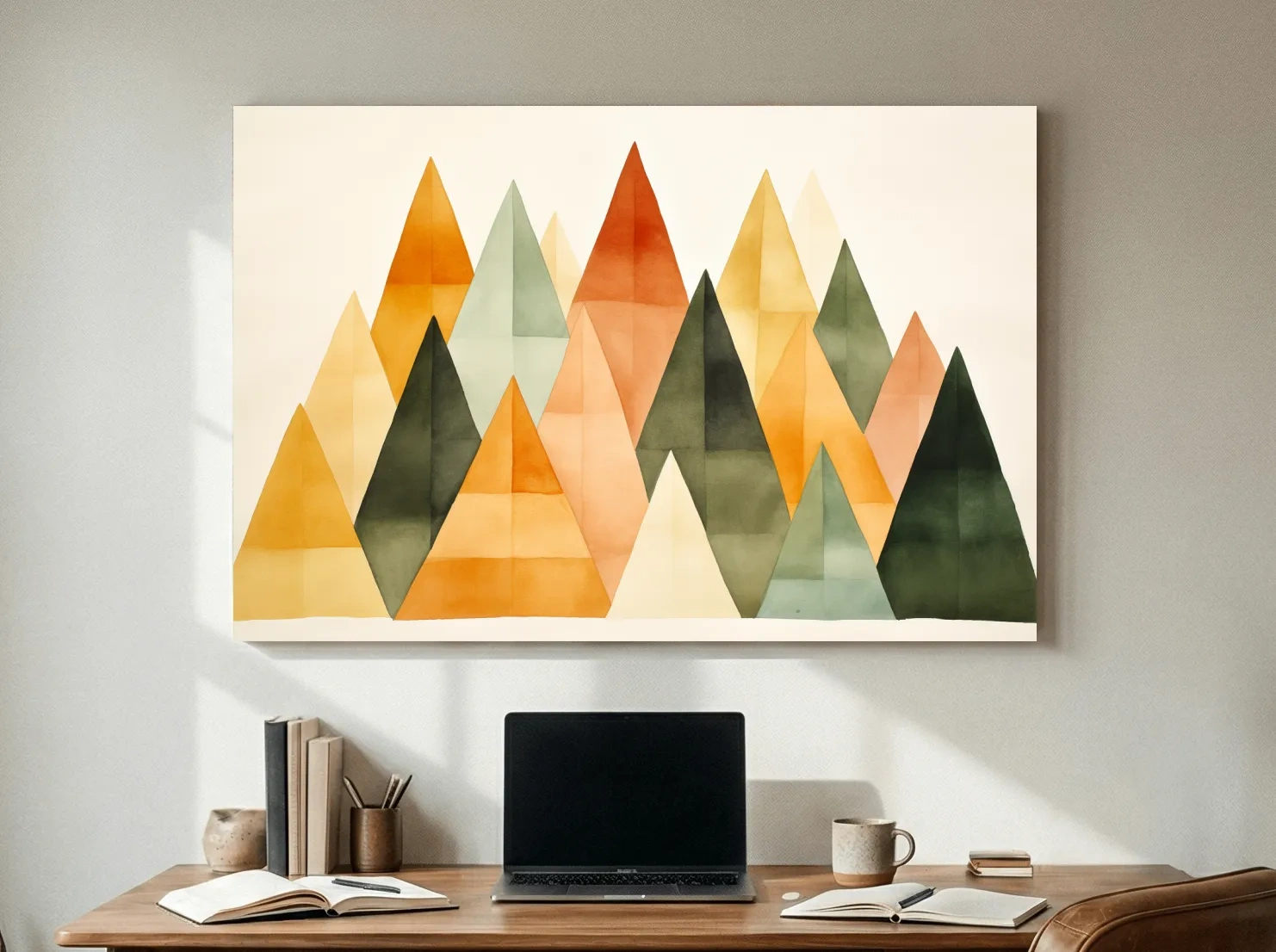 Geometric Watercolor Mountains - Modern Scandi Minimalist Wall Art