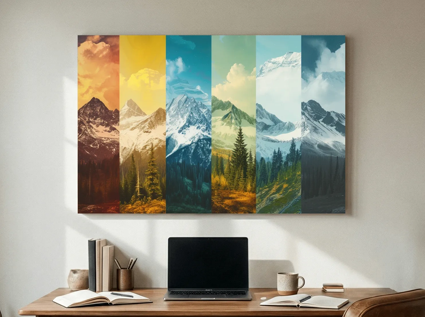 Colorful Mountain Peaks Collage - Modern Alpine Glacier Wall Art