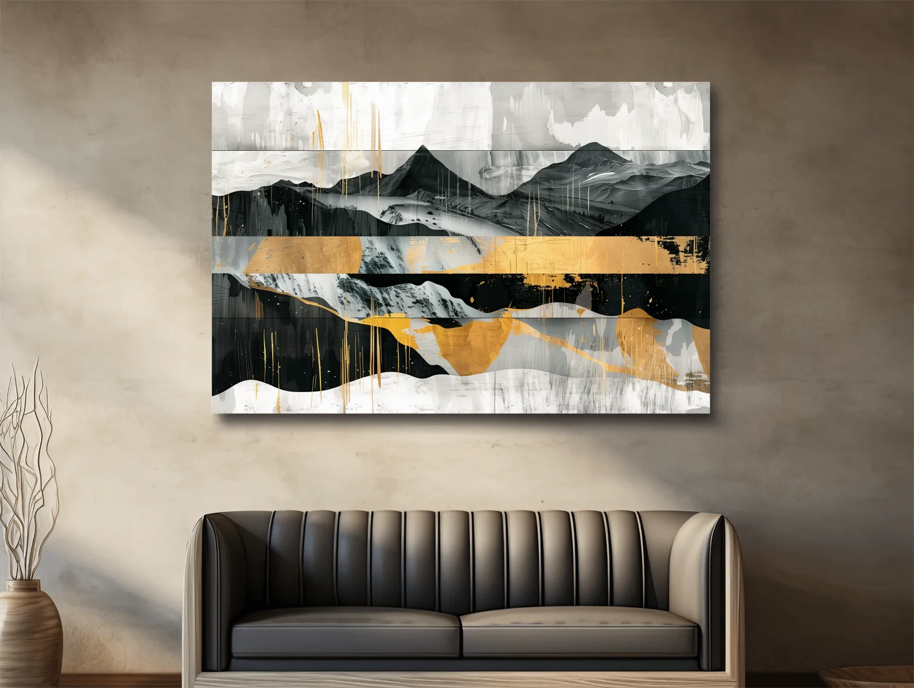 Modern abstract mountain art painting, large format wall art